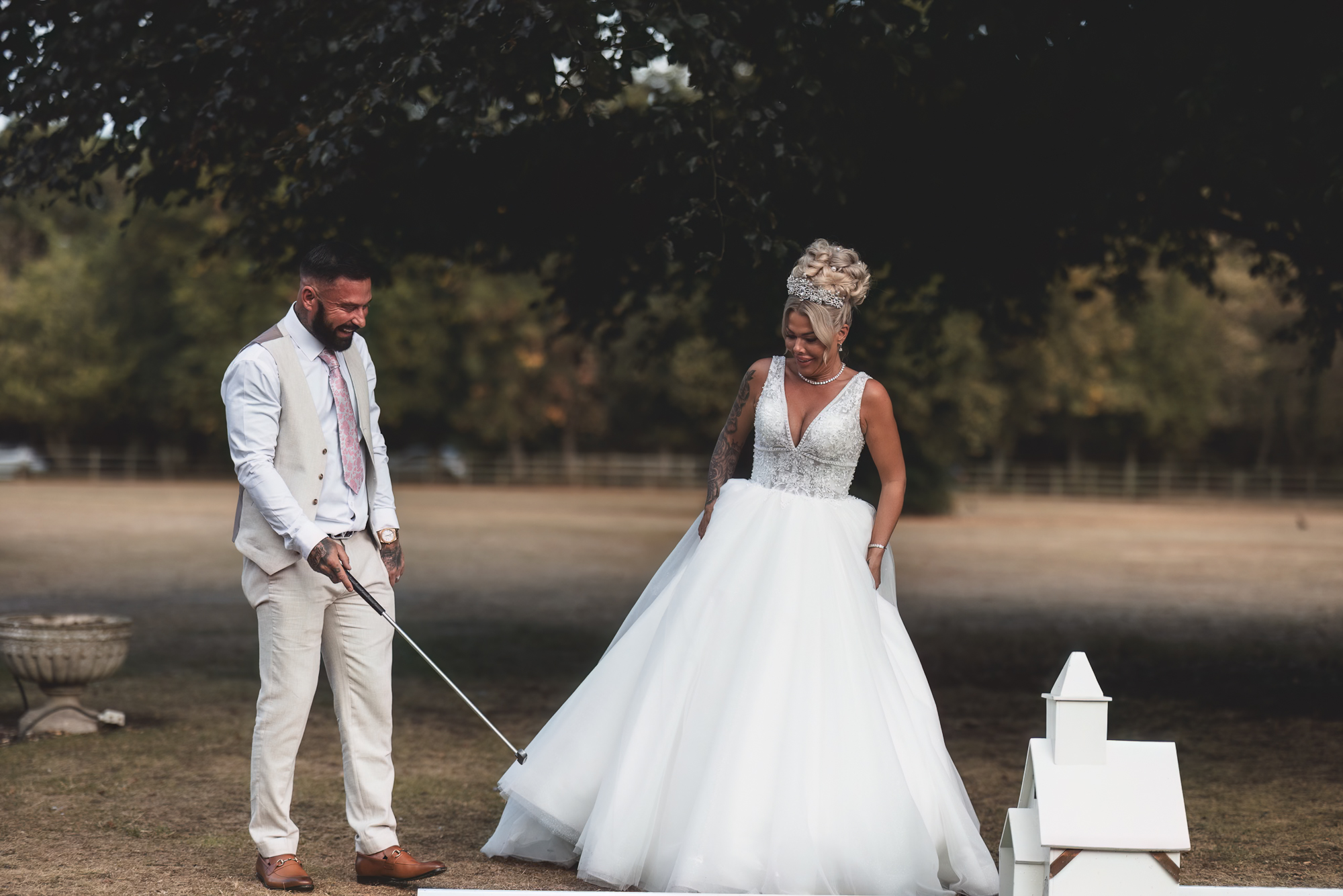 Couple portrait during golden hour at a West Yorkshire wedding