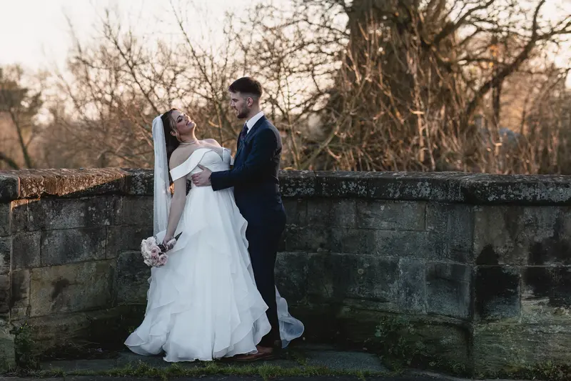 Elegant newlywed portraits at Yorkshire wedding venue near Leeds