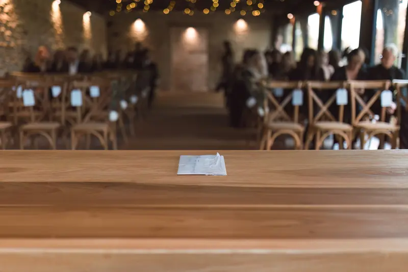 Intimate wedding ceremony setup at luxury Yorkshire barn venue