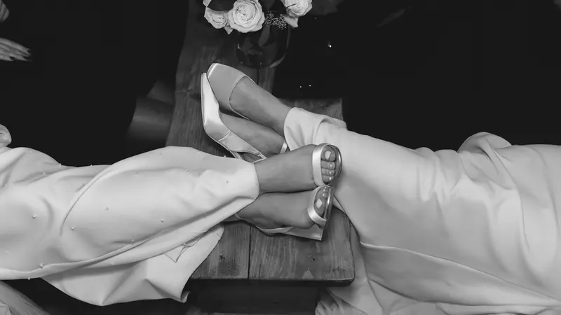 Black and white bridal shoes wedding detail