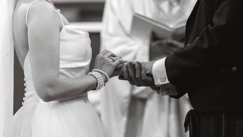 Emotional wedding ceremony moment at Yorkshire church, documentary wedding photography by Manos Photography