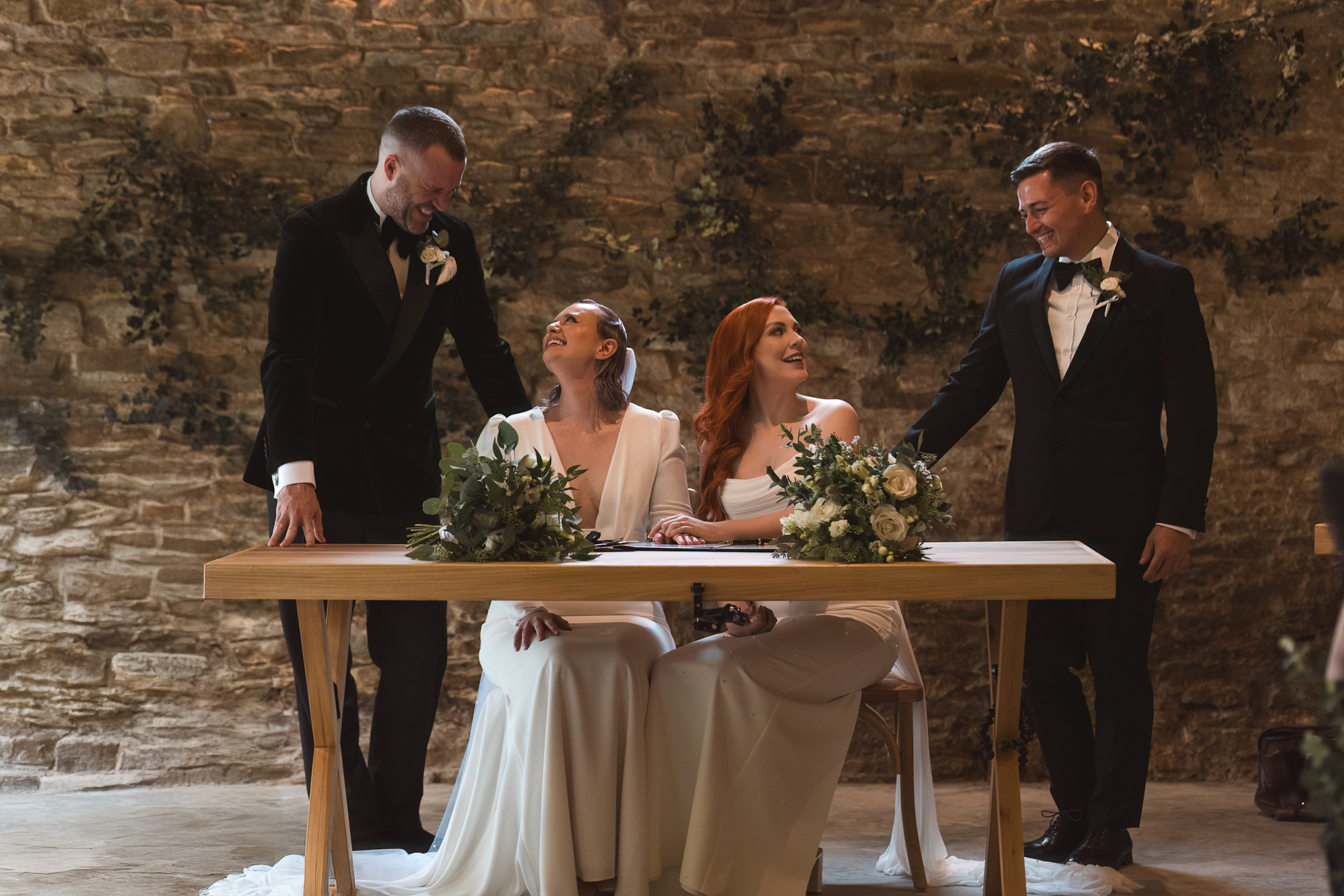 LGBTQ wedding ceremony signing at rustic Yorkshire venue