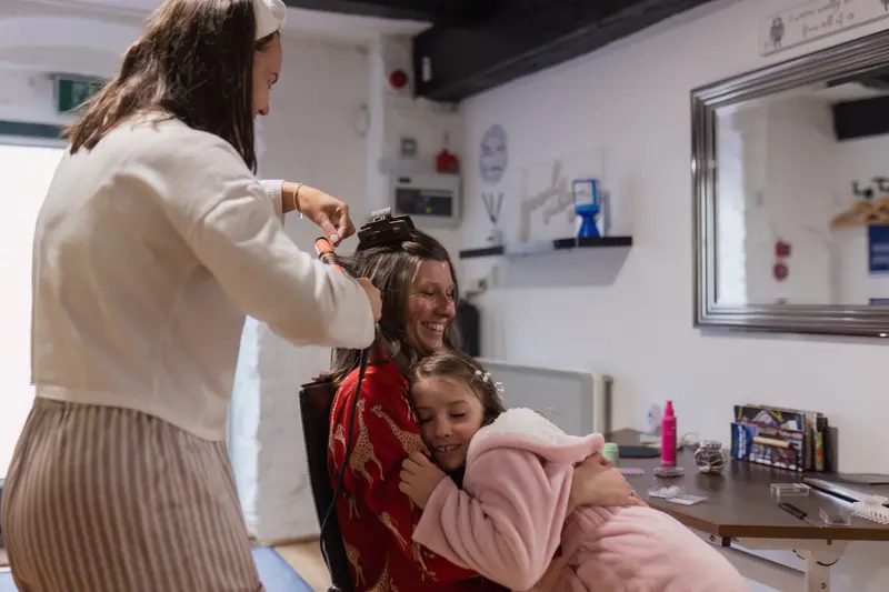 Emotional documentary wedding morning moment between mother and daughter in Yorkshire