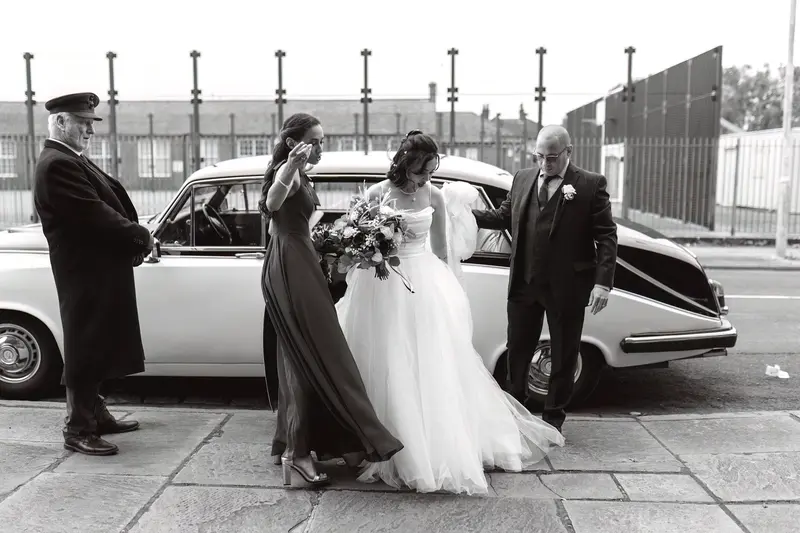 Documentary wedding photographer Yorkshire capturing authentic bridal entrance moment