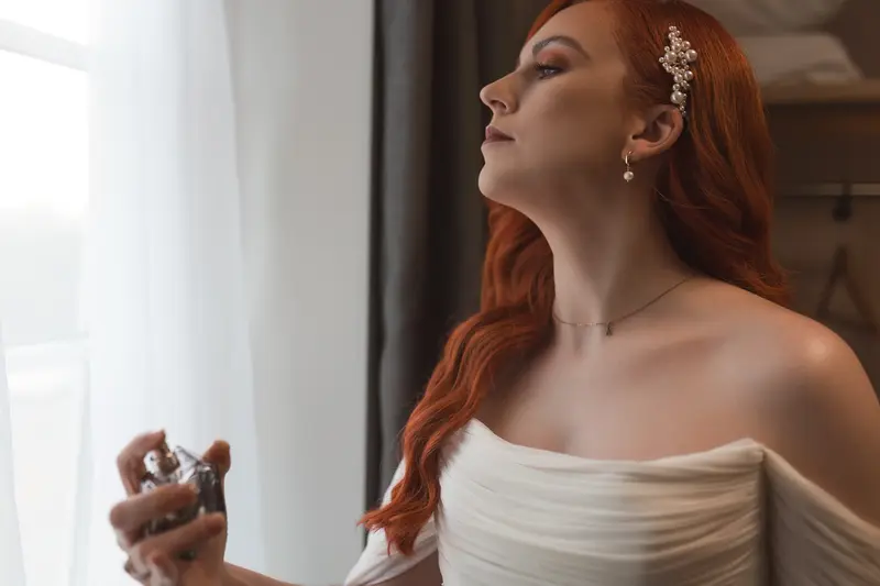 Elegant bridal portrait with natural window light at Yorkshire wedding venue