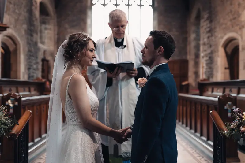 Intimate wedding vows captured in documentary wedding photography style Yorkshire
