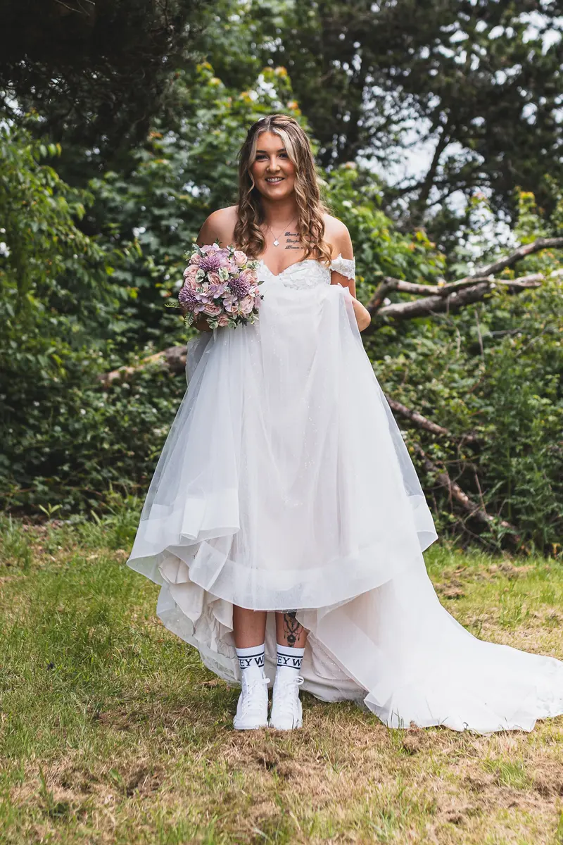 Elegant bride portrait in natural light before the wedding ceremony