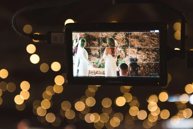 Wedding ceremony monitor behind the scenes