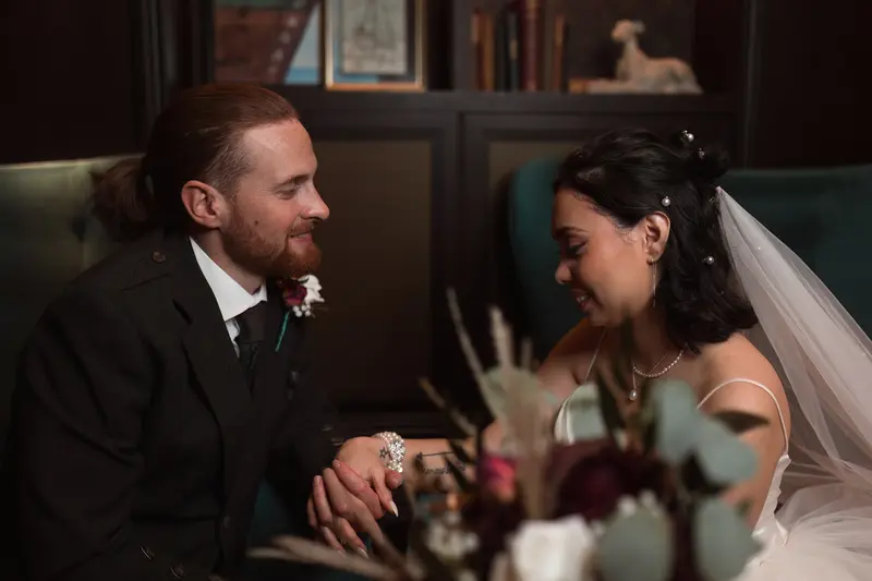 Intimate bride and groom portrait at luxury wedding venue in Liverpool