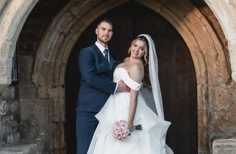 Romantic newlywed portraits in Leeds by West Yorkshire wedding photographer