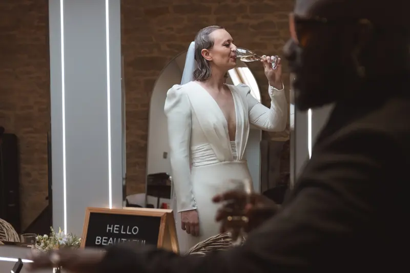 Bride champagne preparation wedding morning