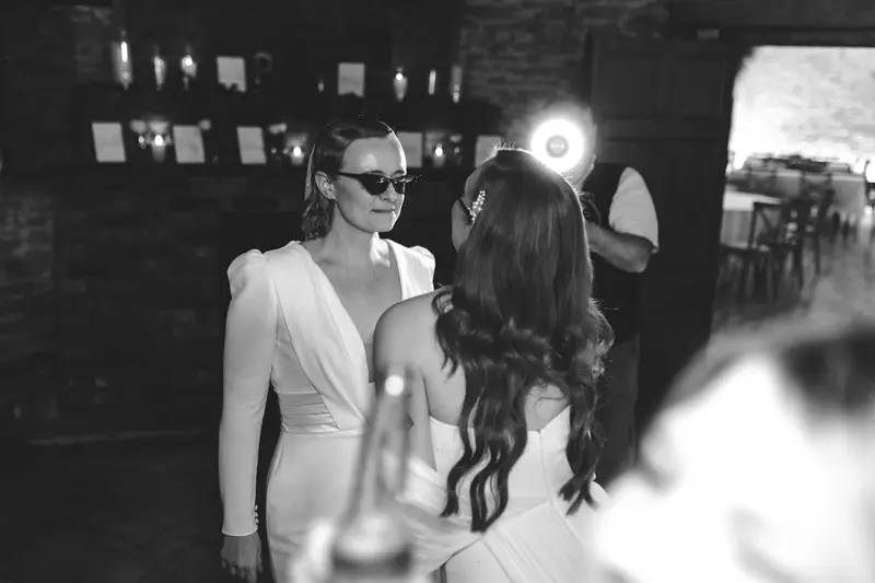 Documentary wedding dance floor black and white