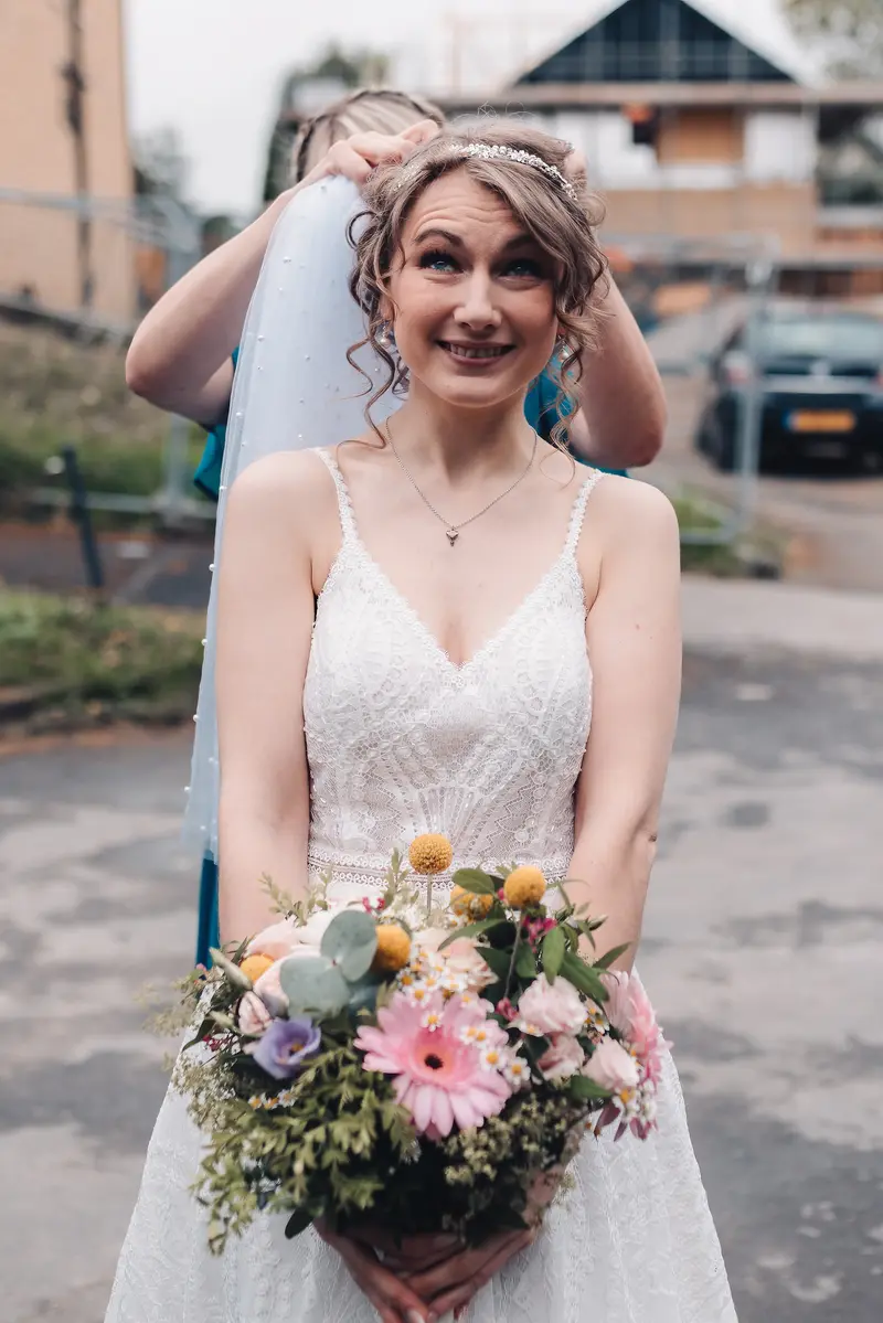 Natural bridal preparation moment captured by documentary wedding photographer in Yorkshire